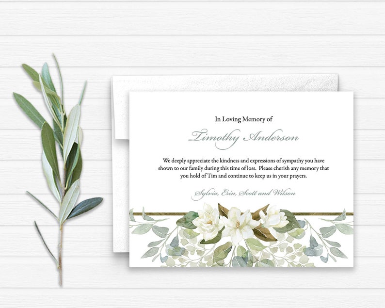 Funeral Acknowledgement Cards Personalized Sympathy Etsy Australia