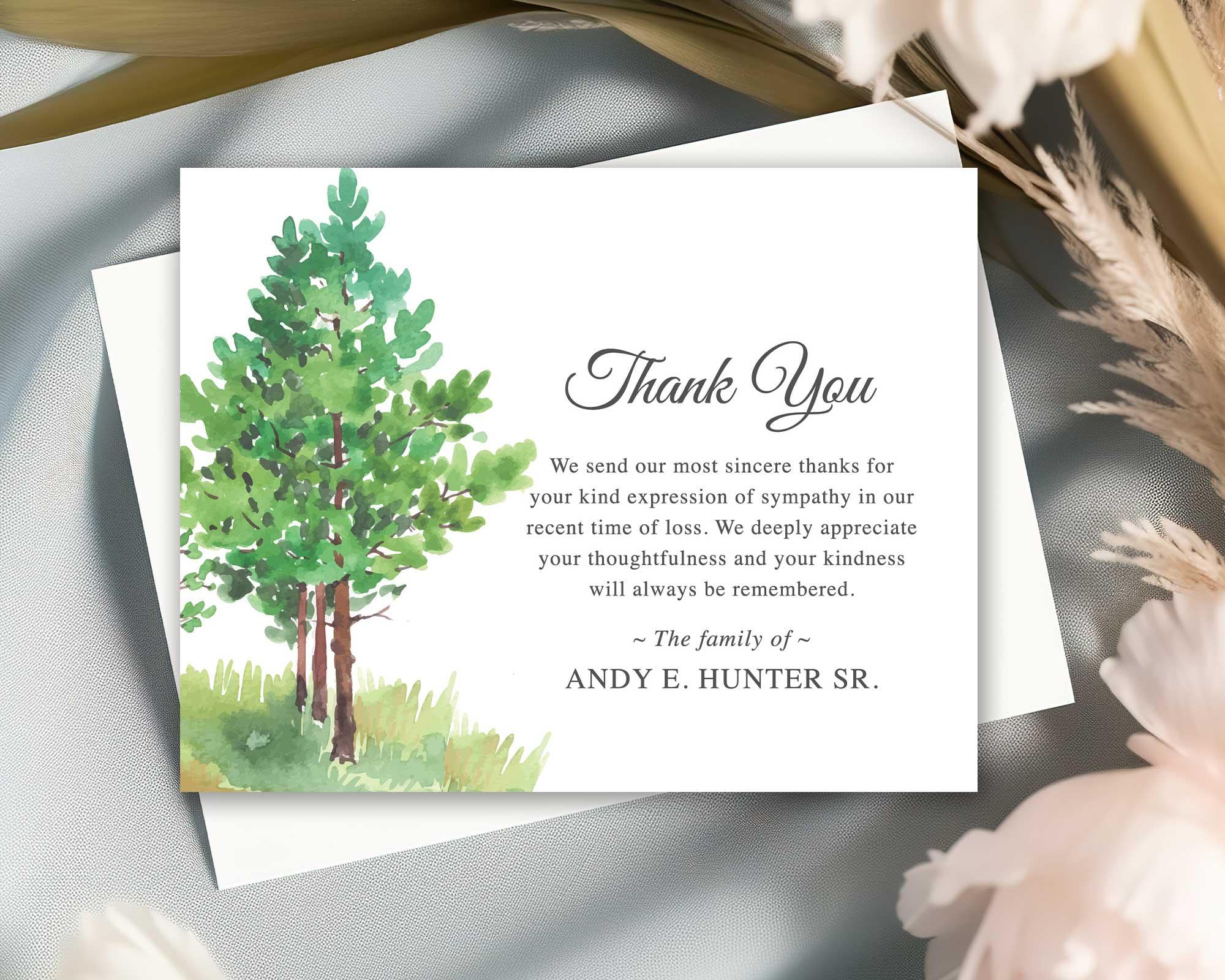 Sympathy Acknowledgement Cards, Funeral Thank You Bereavement Loss ...