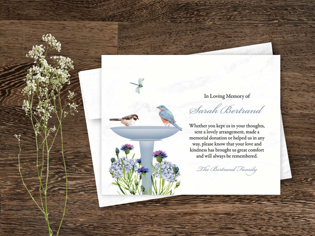 Sympathy Acknowledgement Cards, Funeral Thank You and Bereavement Notes