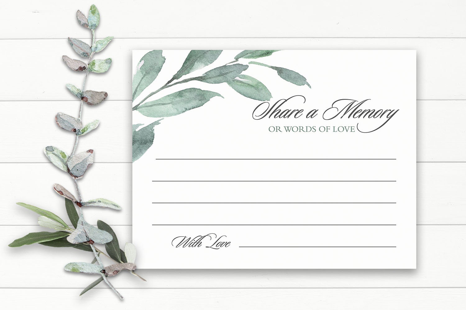 Share a Memory Card Printable Share a Memory or Words of Love - Etsy