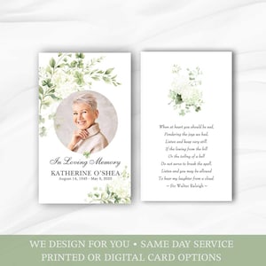 Peut inclure: Carte de deuil avec une photo de Katherine O'Shea, des motifs floraux et le texte "In Loving Memory". La carte comprend un poème de Sir Walter Raleigh. Le texte inférieur indique "Nous concevons pour vous, service le jour même, options de carte imprimée ou numérique."