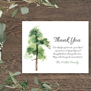 Sympathy Acknowledgement Cards, Funeral Thank You and Bereavement Notes, Personalized Family Tree Theme, Customized Wording For Funerals