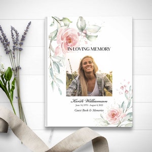 Funeral Guest Book | Celebration of Life Funeral Guest Books | Custom Printed Hard Bound Guestbook Gift for Bereaved Memorial Sign In Guests