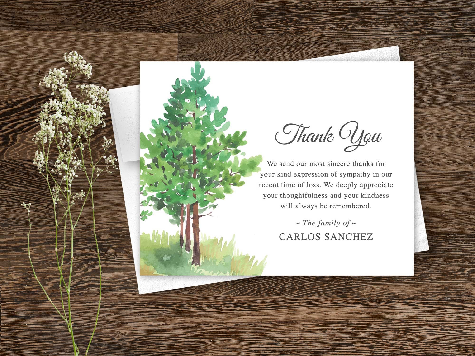 Sympathy Acknowledgement Cards, Funeral Thank You Bereavement Loss ...