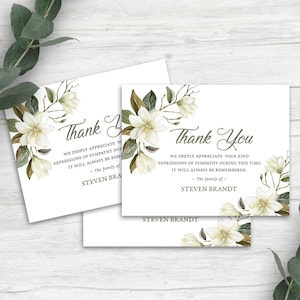 Funeral Thank You Cards Printable Funeral Thank You Notes Memorial ...