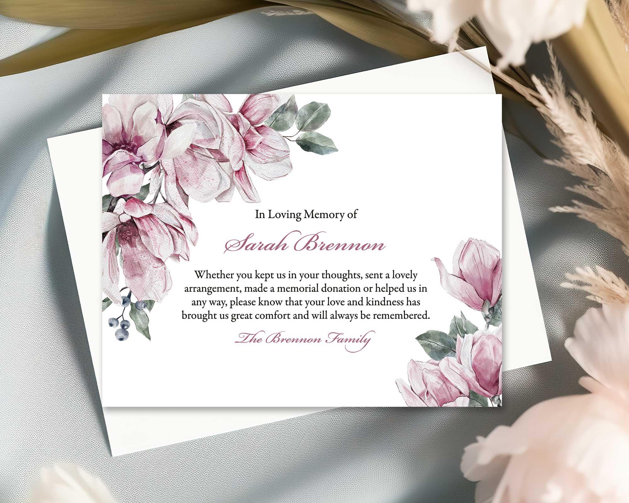 Sympathy Acknowledgement Cards, Funeral Thank You and Bereavement Notes ...