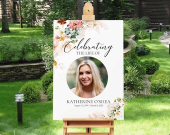 Funeral Welcome Sign Board, Celebration of Life Memorial Poster, Funeral Décor Poster 18 x24