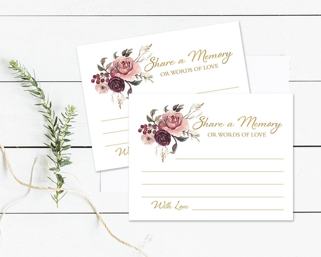 Share a Memory Card Printable Share a Memory or Words of Love - Etsy