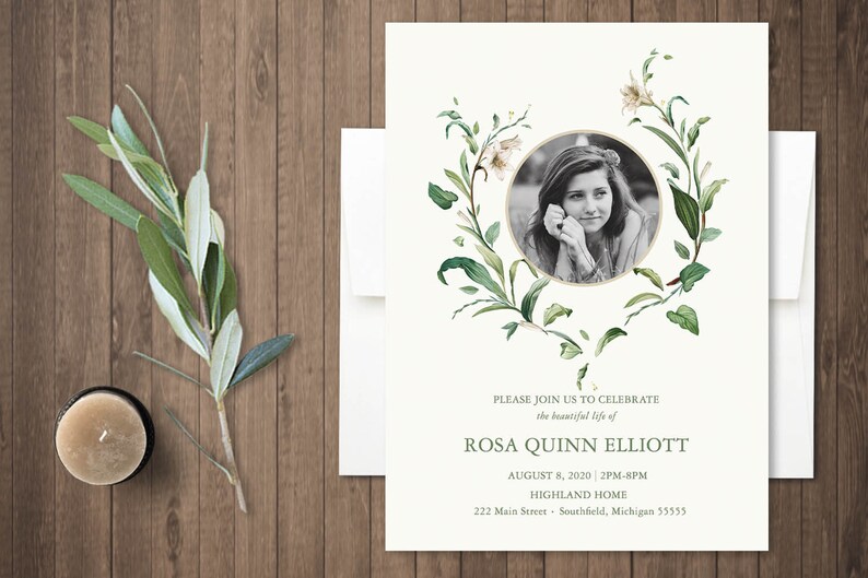 Celebration Of Life Invitations Funeral Announcement Memorial Etsy
