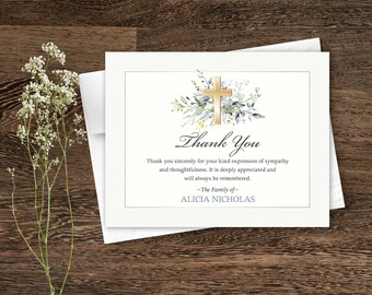 Funeral Thank You Cards Printable Funeral Bereavement Notes | Etsy