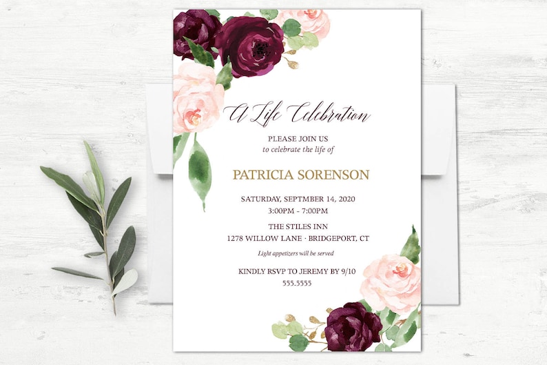 Celebration Of Life Memorial Invitation Printable Funeral Etsy