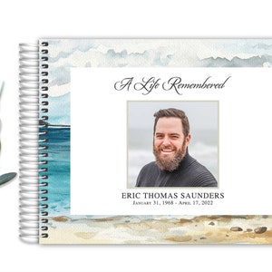 Personalized Funeral Guest Book 8.5 x 11 Photo Keepsake Celebration of Life Remembrance Guest Book Memorial GuestBook Funeral Guest book