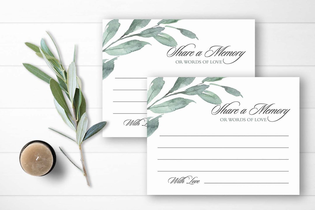 Share a Memory Card Printable, Share a Memory or Words of Love Card ...