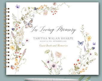 Butterfly Wildflower Funeral Guest Book: Memorial Celebration of Life, Personalized Keepsake