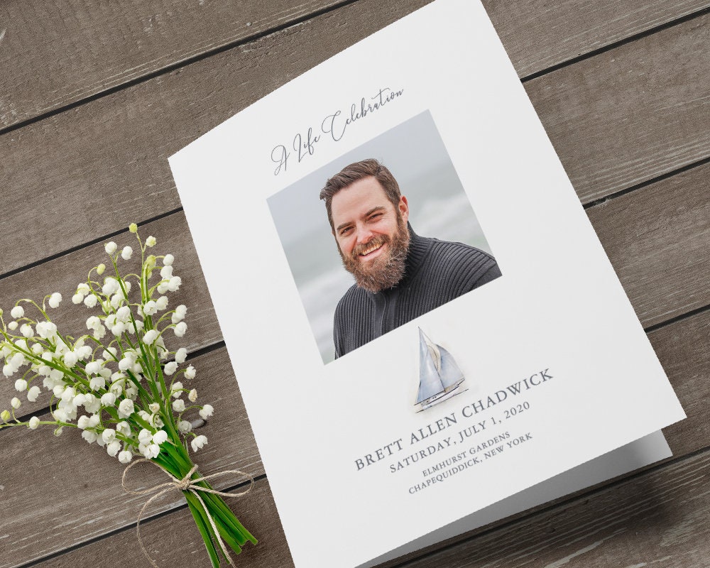 Funeral Program Template Printable Sailing Nautical Funeral Etsy