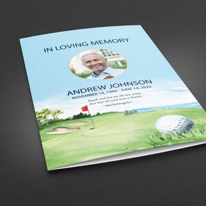 Golf Funeral Program Template, Obituary Order of Service Template Printable Memorial Service ...