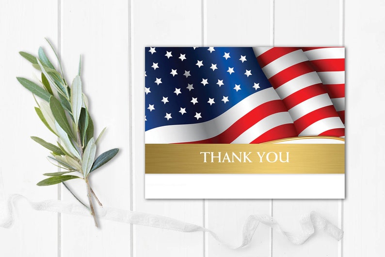 Military Funeral Thank You Card Template Soldier US Flag Etsy