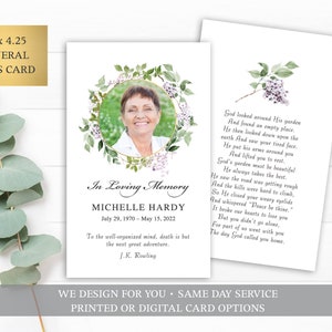 Funeral Prayer Card Template, Printable Memorial Prayer Card Printable, Memorial Keepsake, Catholic Mass Card, Obituary Card, Remembrance