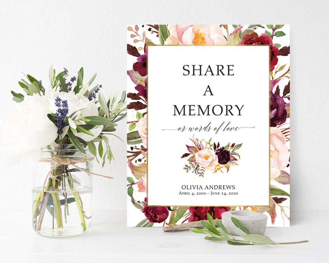 Share a Memory Sign Funeral Celebration of Life Share a Memory Sign ...