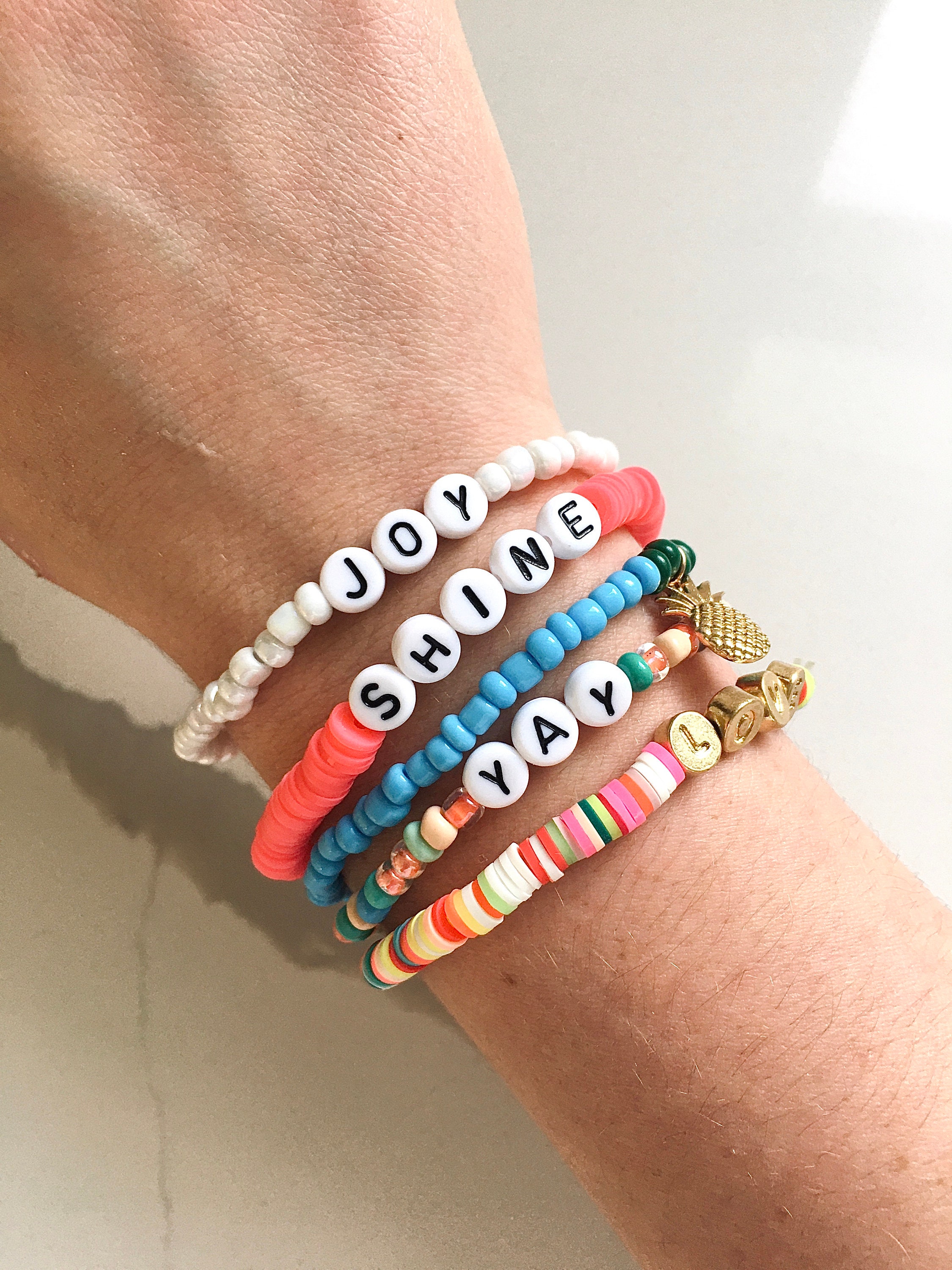 Personalized Custom Beaded Name Bracelet Custom Word Beaded Etsy