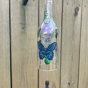 Blue Butterfly - Wine Bottle Wind Chime
