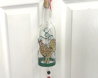 Gallo Multicolor - Campana de Viento con Forma de Botella de Vino