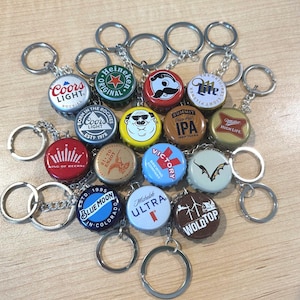 Beer Bottle Cap Keychains