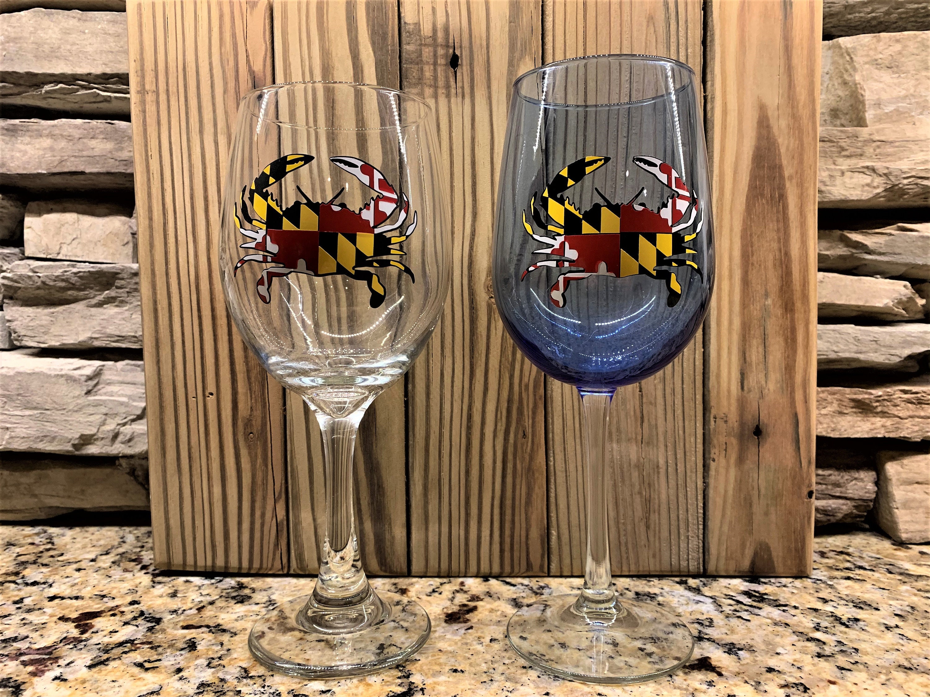 Maryland US State Flag Wine Glass Charm with Decorative Beads 