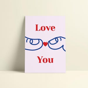 Valentijnsdag Wenskaart | Valentijn | Love You | Minimalistische & Geïllustreerde wenskaart (A6) | Cadeau voor vrienden |