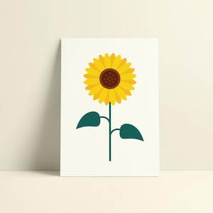 Zonnebloemkaart | Bedankingskaart | Beterschapskaart | Appreciatie | Moederdag | Verjaardag |Minimalistische & Geïllustreerde Wenskaart (A6)