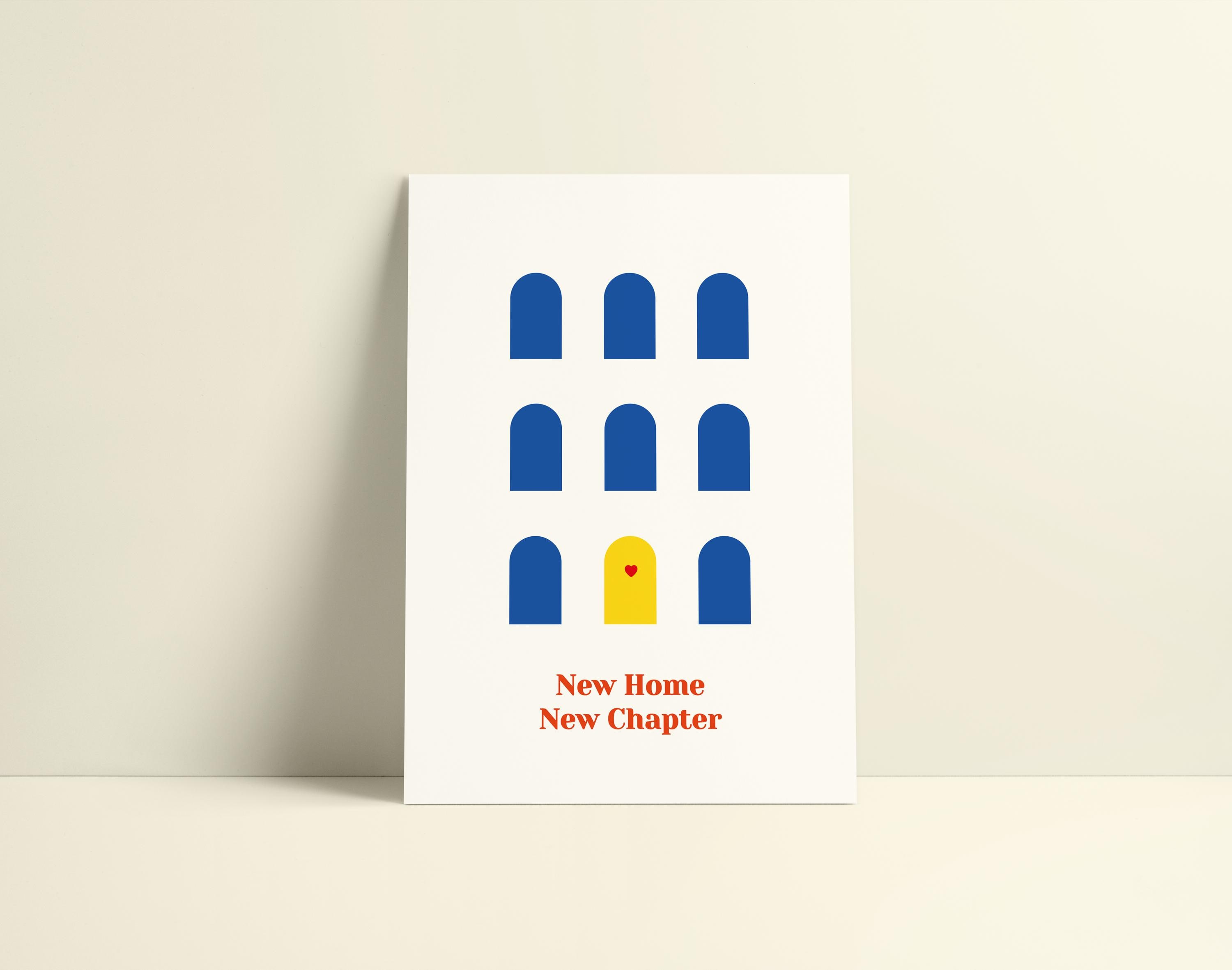 Moving card new house – Minimalist postcard ‘New Home New Chapter’ – Card for new home by KOLOSwishcards