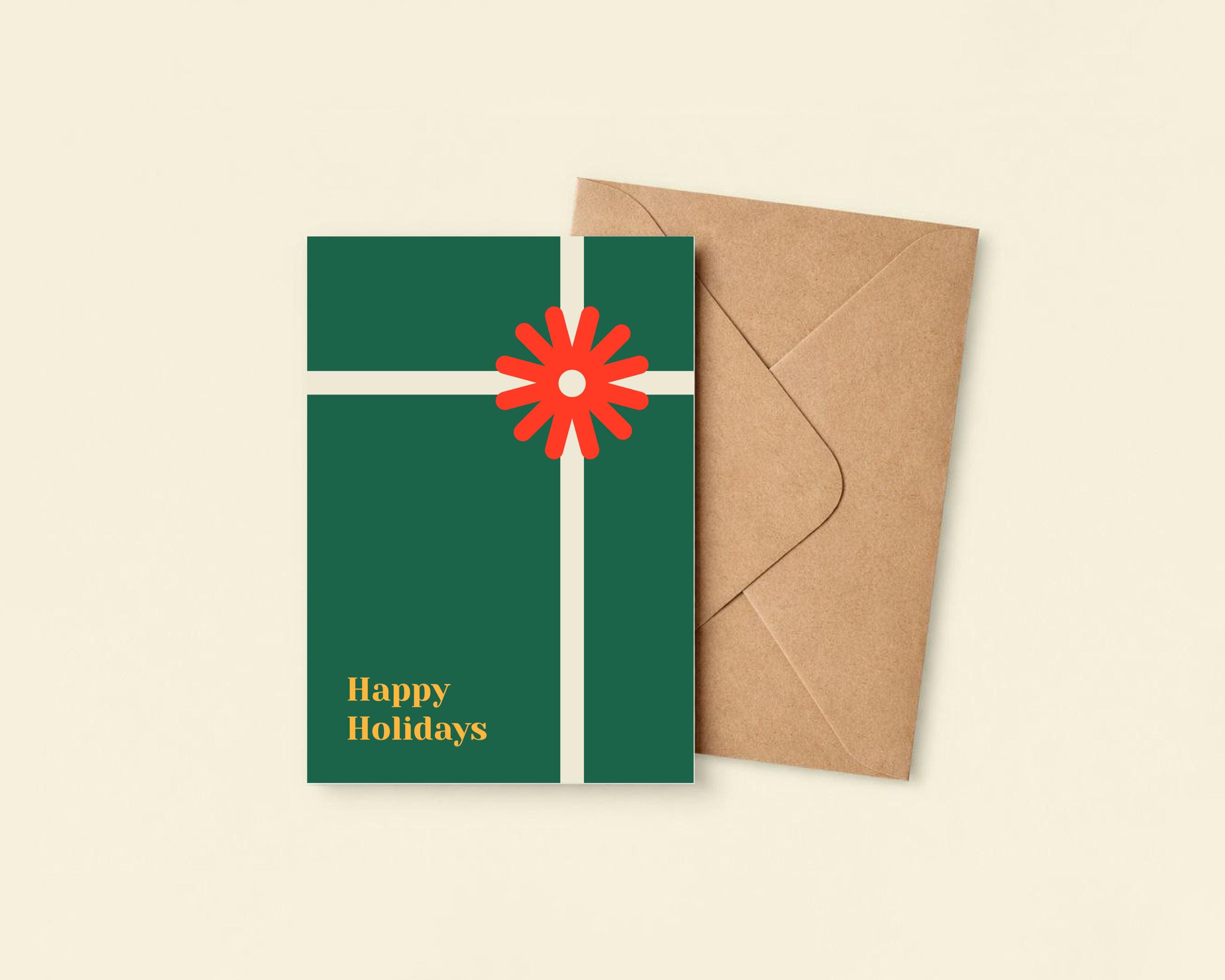 Christmas Card with Gift – Minimalist Stylish Design by KOLOSwishcards
