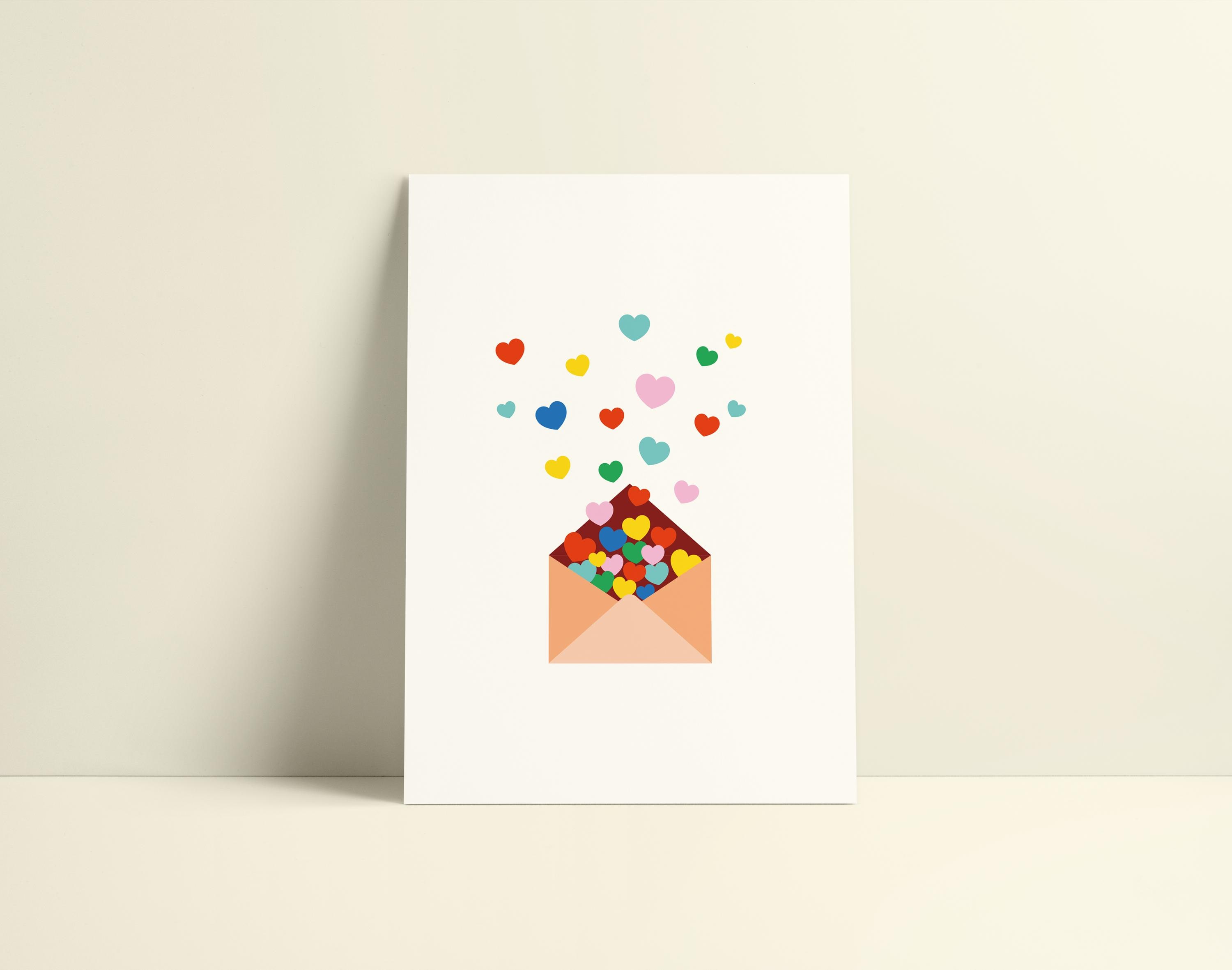 Greeting Card with Colorful Hearts Envelope – Romantic Thank You Card for Girlfriend, Partner or Special Occasion by KOLOSwishcards