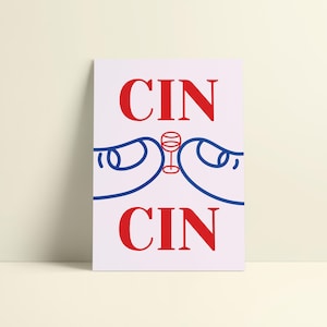 Cin Cin | Feestdagen wenskaart | Verjaardagskaart | Minimalistische & Geïllustreerde wenskaart (A6) | Cadeau voor vrienden