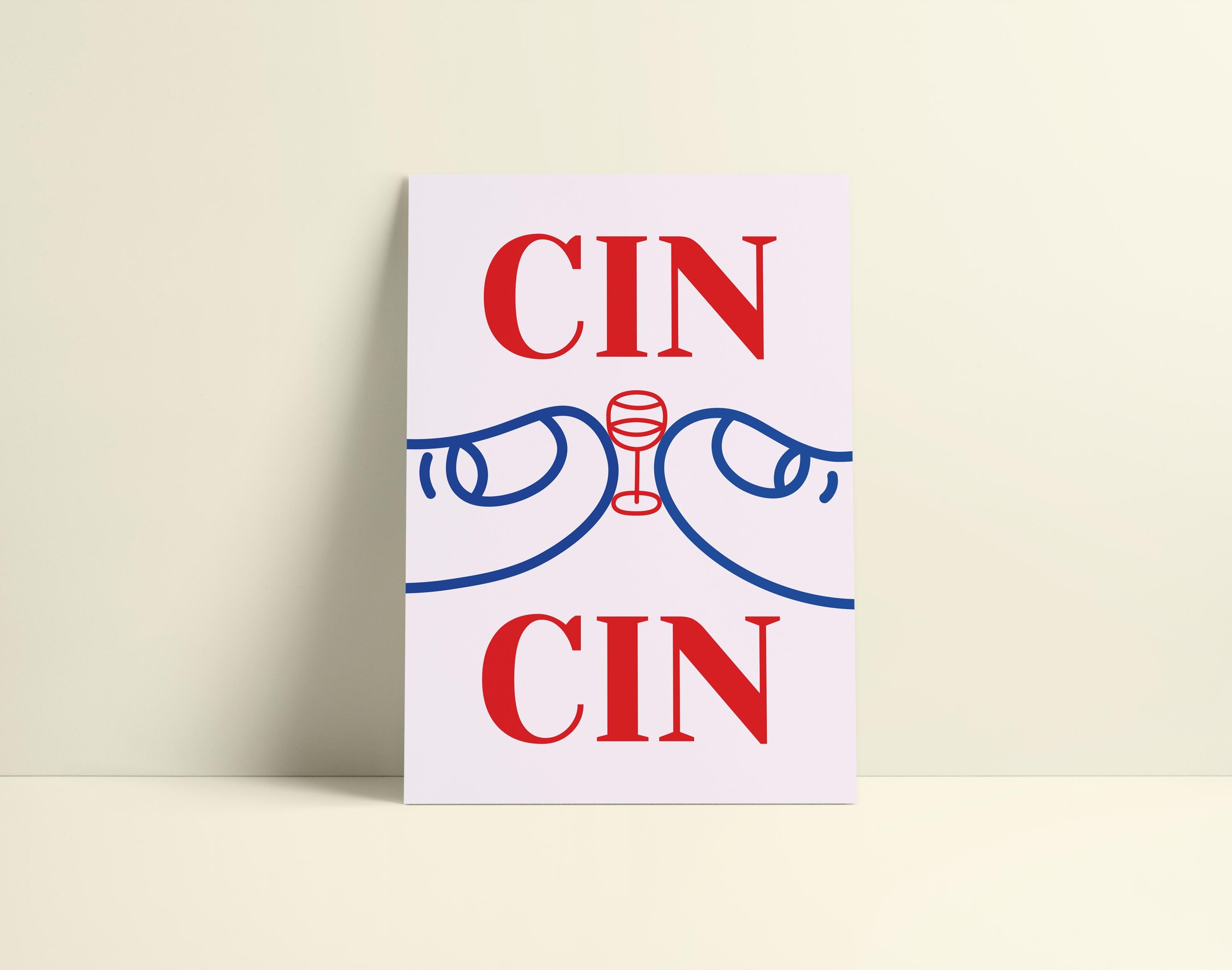 Cin Cin | Holiday Greeting Card | Birthday Card | Minimalist & Illustrated Greeting Card (A6) | Gift for Friends by KOLOSwishcards