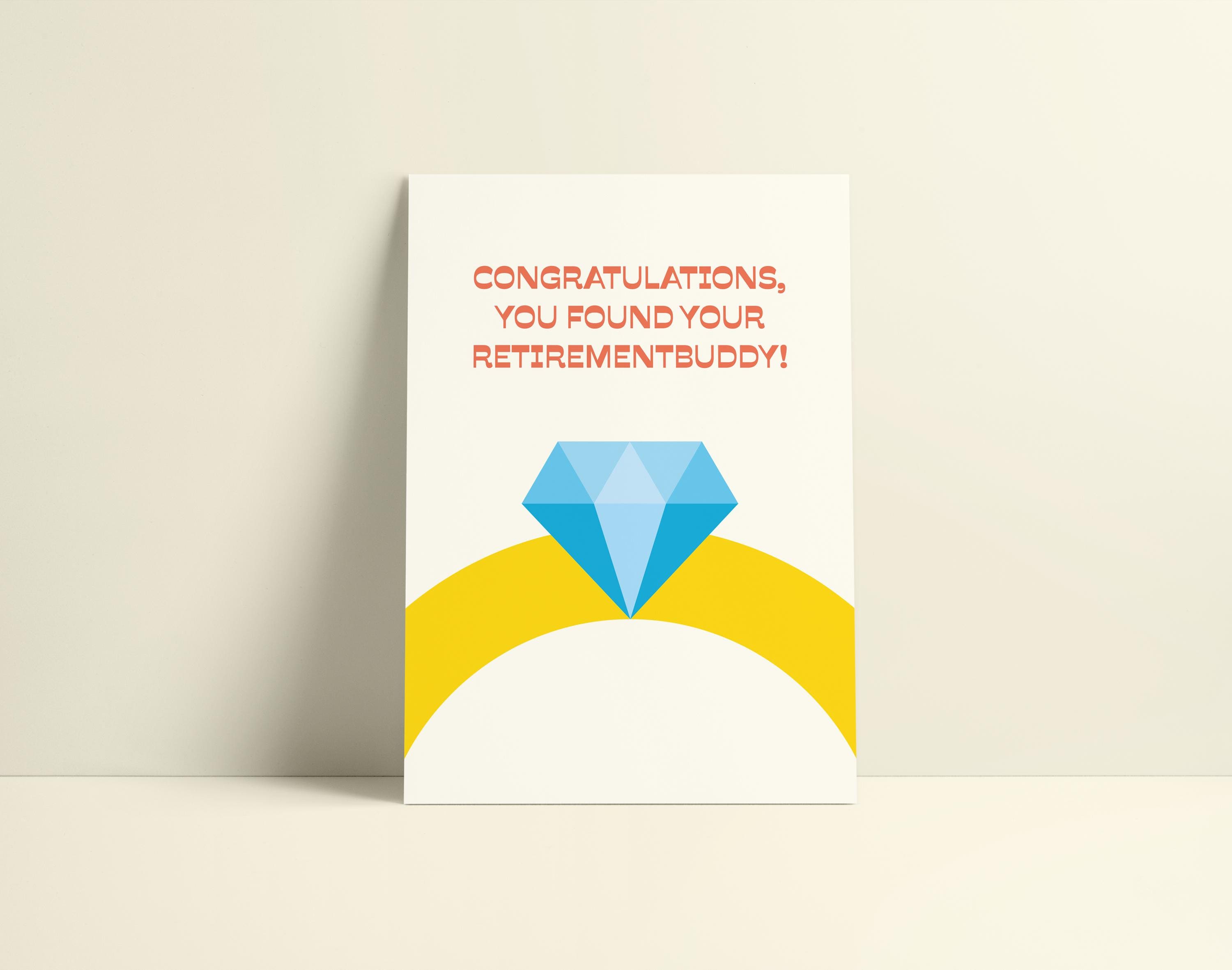 Funny wedding card with diamond ring illustration: original congratulatory card for engagement or wedding by KOLOSwishcards
