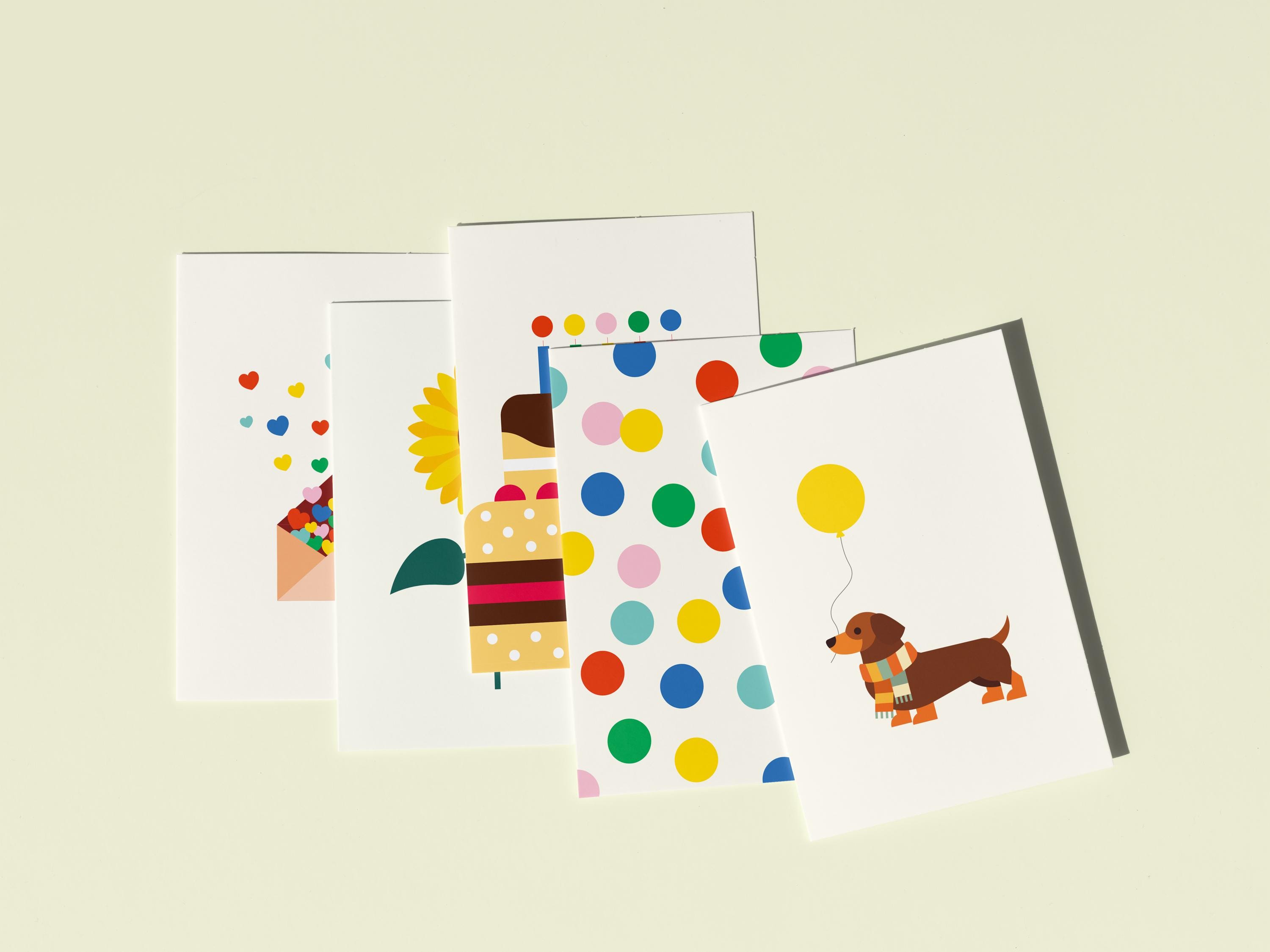 Set of cheerful birthday cards | Bundle of 5 popular minimalist cards | Affordable birthday greeting cards by KOLOSwishcards