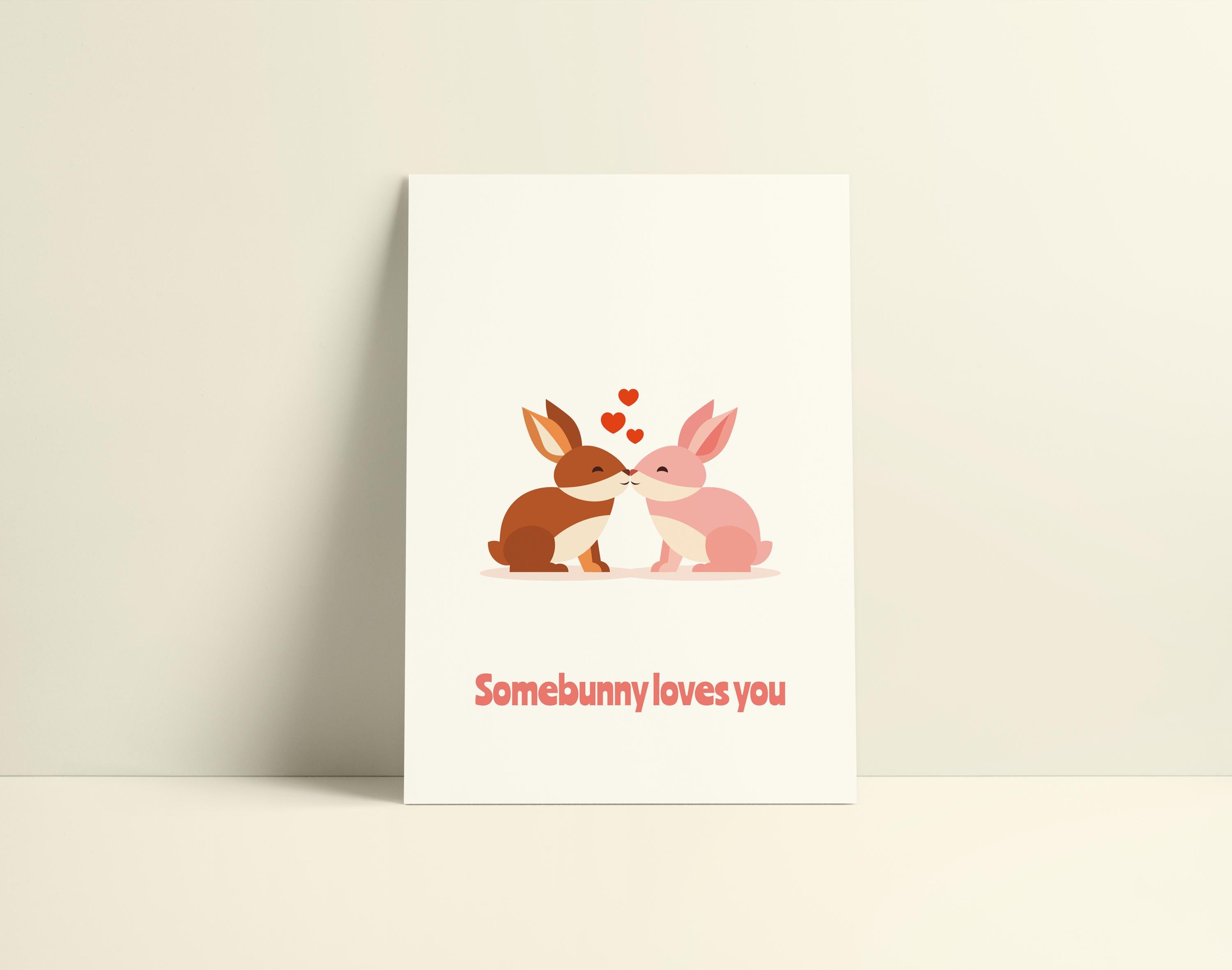 Cute Animal Love Greeting Card | Minimalist Love Greeting Card | Send Love by KOLOSwishcards