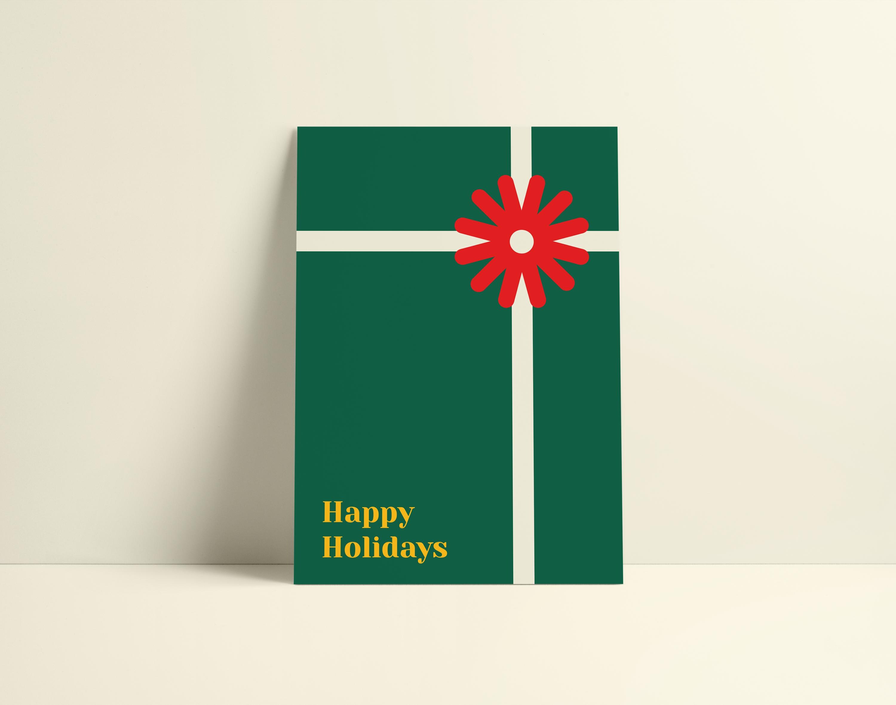 Modern Christmas Card | Simple & Stylish Holiday Wish | Festive Gift Idea | Minimalist Wrapped Christmas Gift by KOLOSwishcards