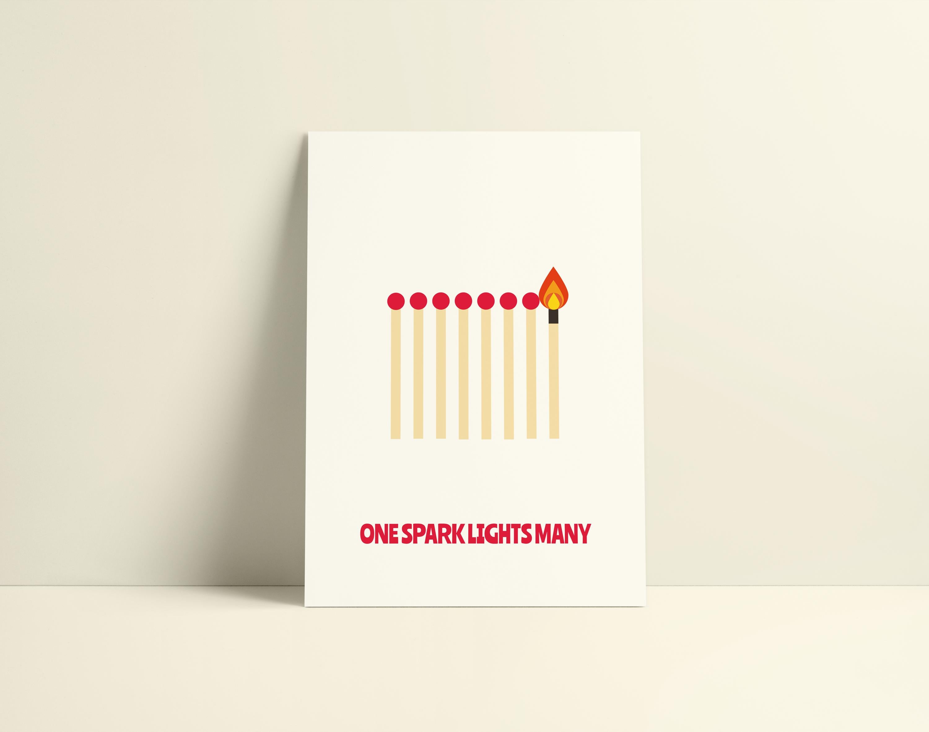 Motivational card – Inspirational minimalist card “One spark lights many” – Appreciation & thank you card by KOLOSwishcards
