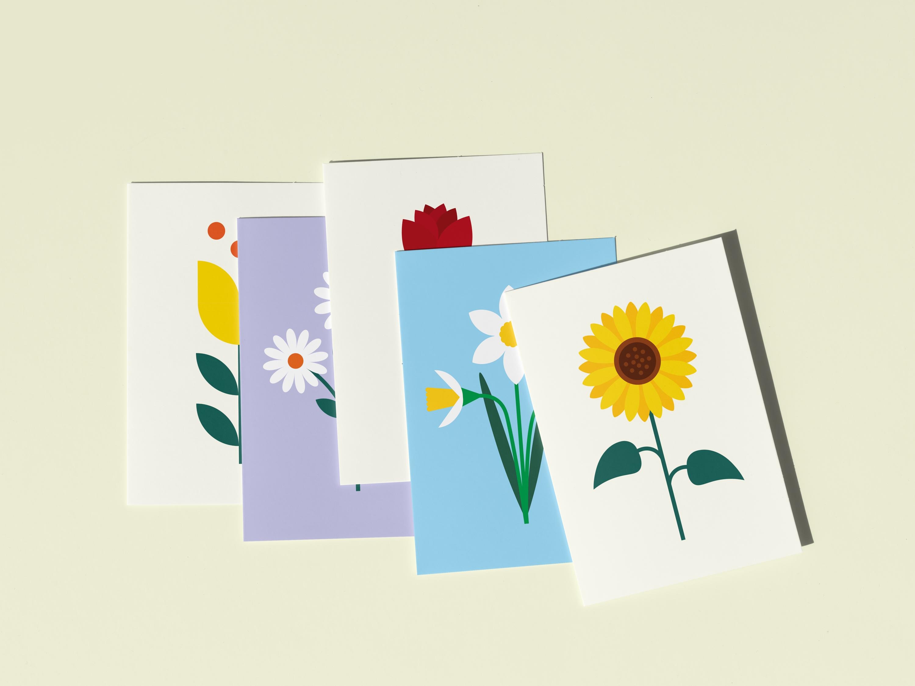 Set of 5 minimalist floral cards with wildflowers: modern greeting cards for Mother's Day, birthdays, and thank yous by KOLOSwishcards