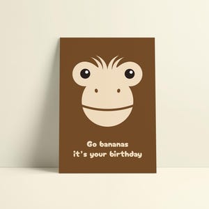 Allez les bananes | Carte de vœux pour animaux | Carte de vœux joyeux anniversaire | Carte de vœux minimaliste et illustrée (A6) | Carte d'anniversaire avec des animaux