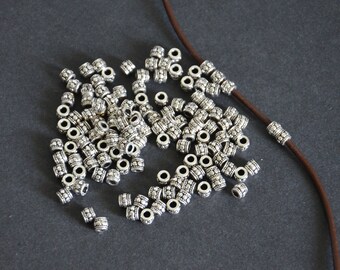 100 Stück 4mm Legierung Antik Runde Rondelle Spacer Perlen großes Loch
