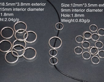 ein Set von 30g flachen runden Doppelloch Perlen-1,8mm Doppelloch rund Pass-Lederschnur Pass-DIY Schmuckmaterial-Silber rund Kreis