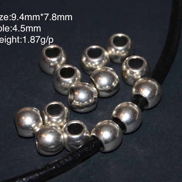 un ensemble de 30g 9.2mm * 7.8mm perles d’espace de tambour-perles d’alliage de trou de 4,5mm-perles d’alliage vintage-perles d’argent antiques-perles d’espace de tube