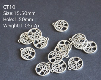 a set of 20g life tree charms-antique silver tone charms-DIY jewelry pendant charms-nature element trees flower charms-round lifetree charms