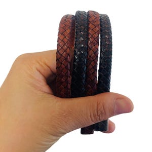10,0 mm * 5,0 mm holo gevlochten leren koord - vintage bruin hoogwaardig plat gevlochten leren koord - sieraden maken leren koord - bruin leren koord