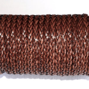 5.0mm braided dye distress brown leather cord-vintage high quality flat braided leather cord-jewelry making leather cord-brown leather cord