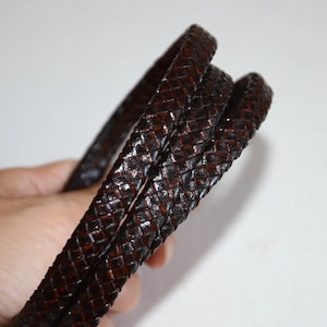 11.0mm*5.0mm braided leather cord-vintage anti cherry high quality flat braided leather cord-jewelery making leather cord-brown leather cord