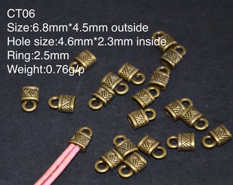 un set di 20g di terminali in bronzo pezzi-antico cavo piatto in bronzo tappi terminali-gioielli fai-da--faccia risultati-chiusura braccialetto-4mm tappi terminali cavo in pelle